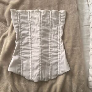 Chic White Strapless Corset Blouse